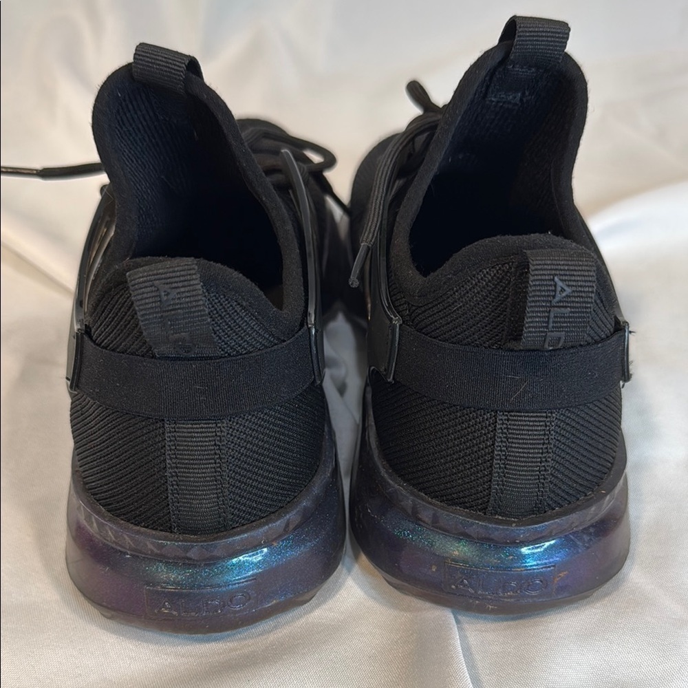 Aldo Brand, Woman’s Black Athletic Sneakers with holographic rubber soles, 7.5 - Picture 8 of 11